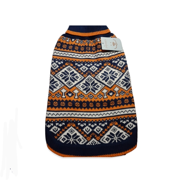 Pet sweater Orange Orange Navy white sz Med Nwtgs Dog shirt - Picture 11 of 11